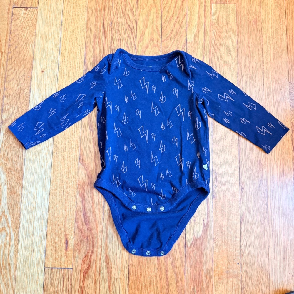 Baby Gap Brannan's Favorites Organic Cotton Lightning Bolt Onsie Navy 12-18M